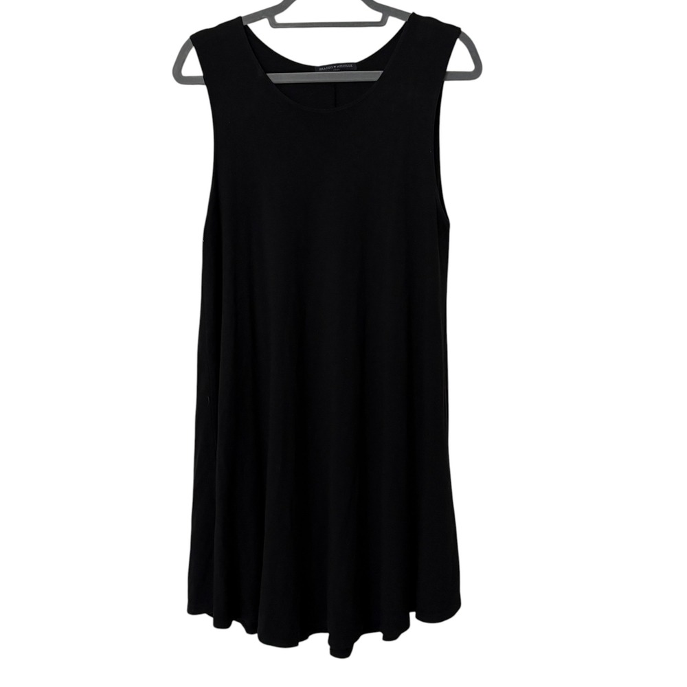 Brandy Melville Womens OS Mini Dress Black Sleeveless Scoop Neck Swing Italy